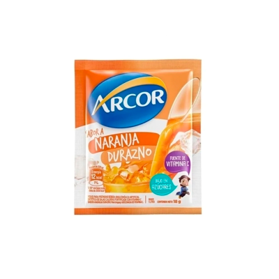 Jugo Arcor en Polvo Naranja/Durazno 15 gr