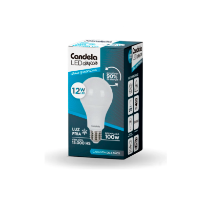 Lámpara Led Candela 12w Luz Fría Blanca Bajo Consumo