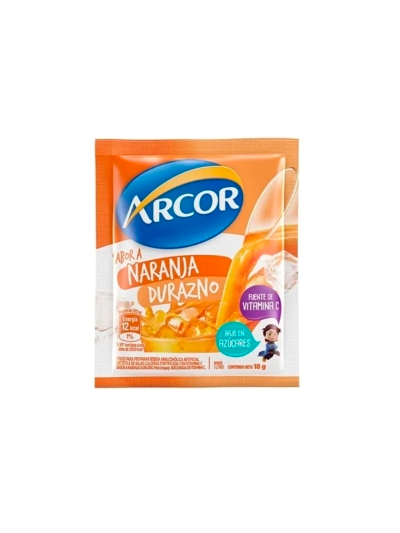 Jugo Arcor en Polvo Naranja/Durazno 15 gr