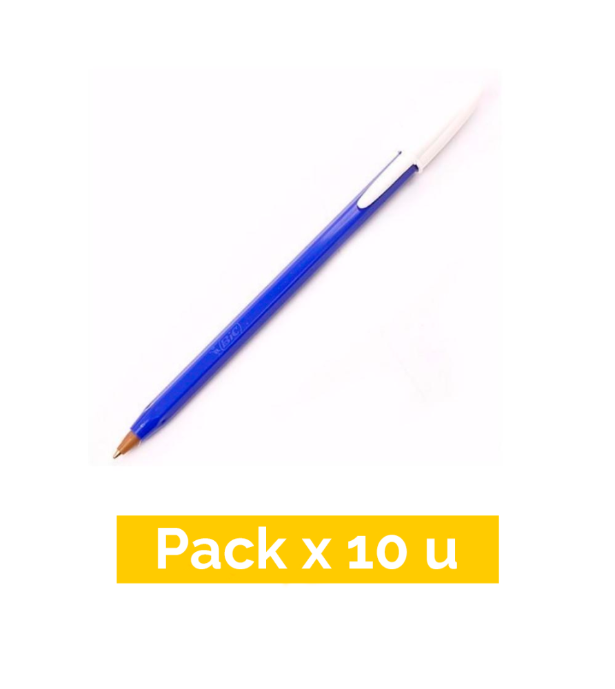 Lapicera Bic Azul x 10 u