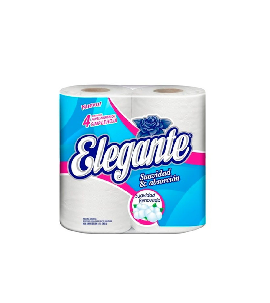 Papel Higiénico Elegante Hoja Simple x 30 Mts