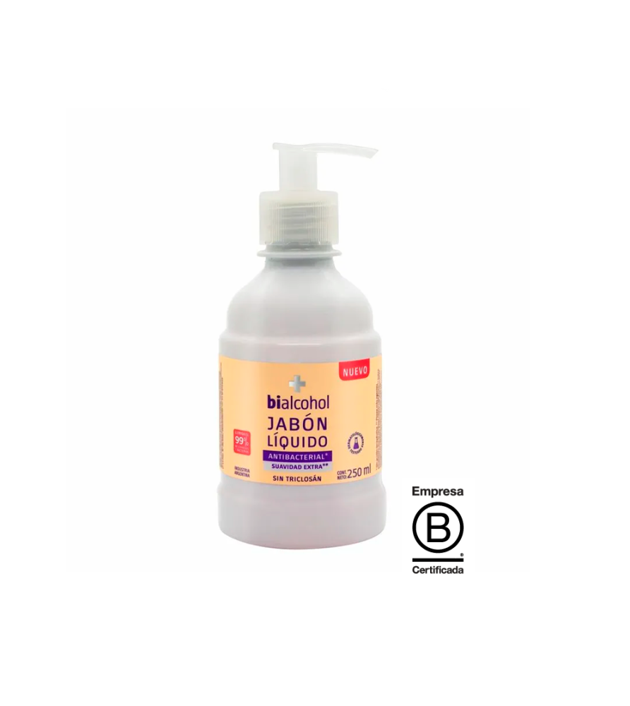 Jabón Líquido Bialcohol Antibacterial Extra Suavidad 250 ml