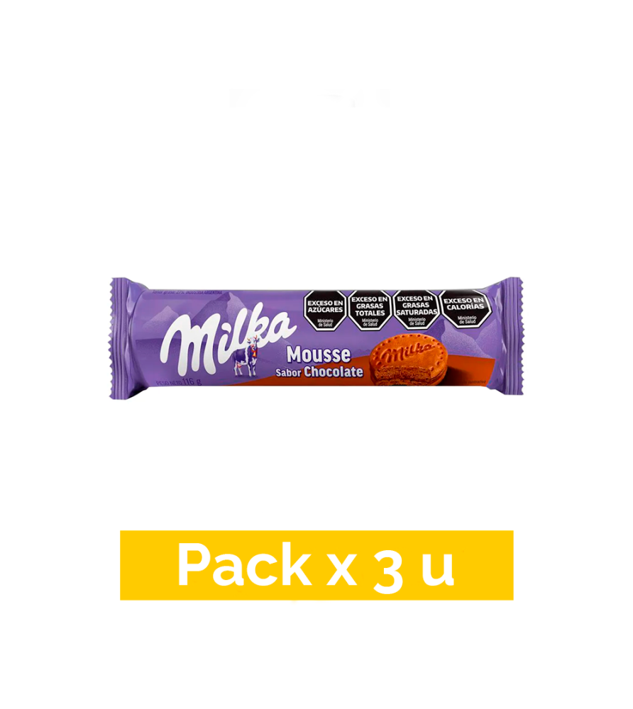 Galletitas Milka Mousse Chocolate Rellenas 116 gr x 3 u