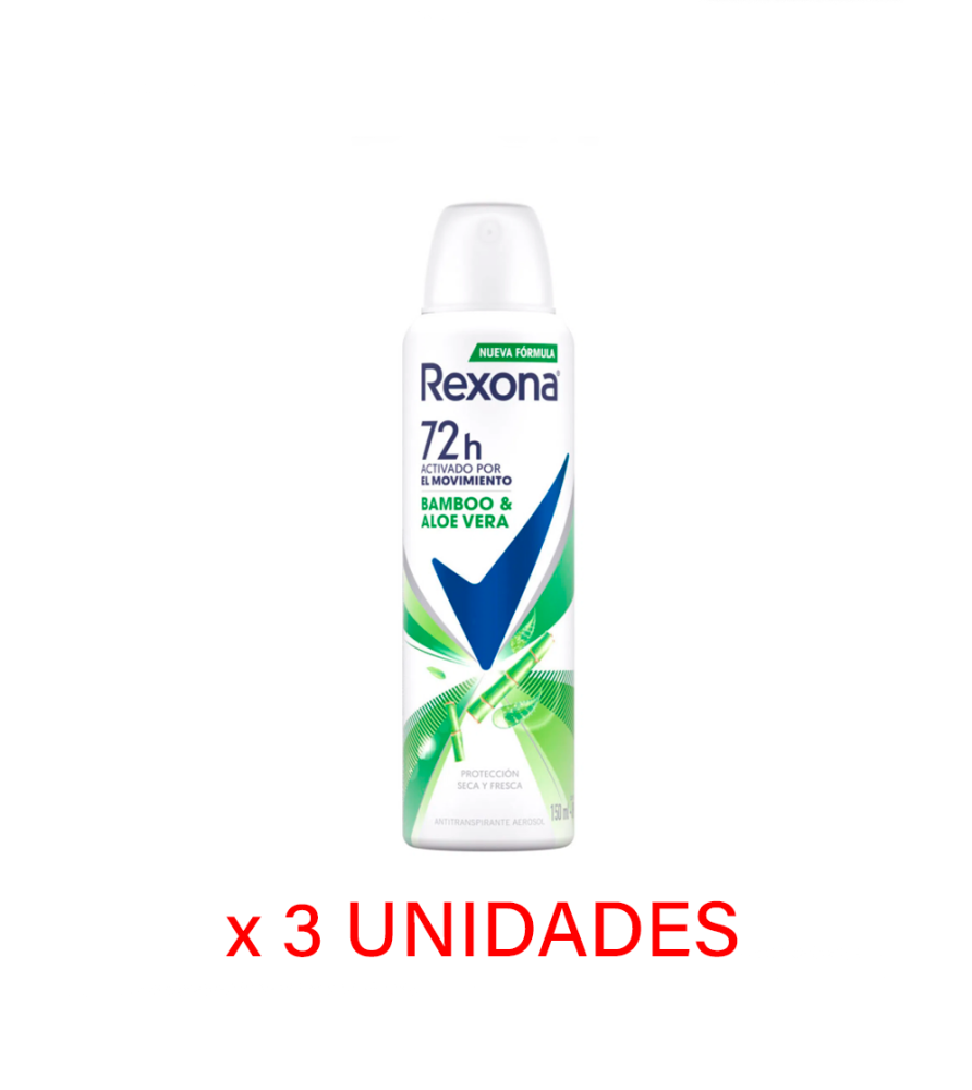 Antitranspirante Rexona en Aerosol Women Bamboo & Aloe Vera 150 ml x 3u