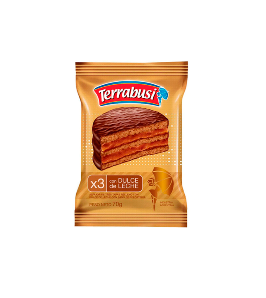 Alfajor Terrabusi Triple Con Dulce De Leche 70 gr 