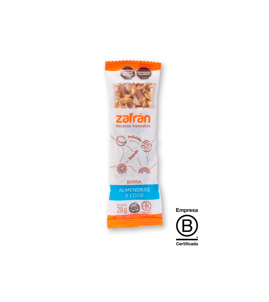 Barra de Cereal Zafrán Almendras y Coco 28 gr