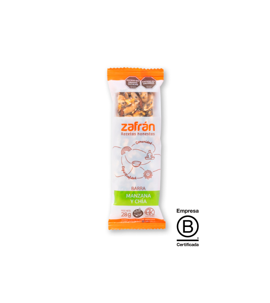 Barra de Cereal Zafrán Manzana y Chía 28 gr